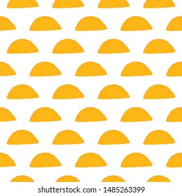 Vector seamless pattern backround with national dish of crimean tatar cuisine called chebureki, deep-fried pastry or turnover.