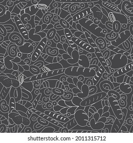 Vector seamless pattern with bakery in chalkboard style.