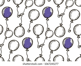 vector seamless pattern of balloons, birthday, party, fun. fashion print for backgrounds, wallpaper fabrics, paper