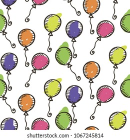 vector seamless pattern of balloons, birthday, party, fun. fashion print for backgrounds, wallpaper fabrics, paper