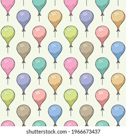 globos de patrón sin costuras colorido dibujando a mano estilo doodle abstracto aislado en fondo amarillo