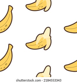 Vector seamless pattern with a banana. Abstract repeating background.