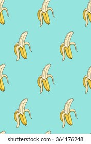 Vector seamless pattern with banana. Hand drawn illustration.