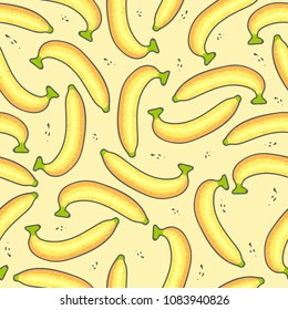 vector seamless pattern banana on yellow background