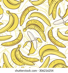 Vector seamless pattern of bananas.