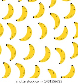 Vector seamless pattern with bananas. Flat, Doodle style
