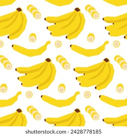 Vector seamless pattern with bananas isolated on transparent background. Trendy freehand matisse aesthetic wallpaper, modern minimalist art with tropical fruits and exotic summer template.