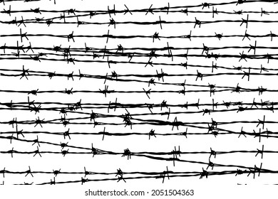 Vector seamless pattern of barbed wire fence protection.