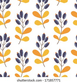 Vector seamless pattern with barberries on the white background