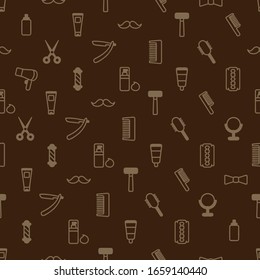 Vector Seamless Pattern For Barbershop, Endless Background