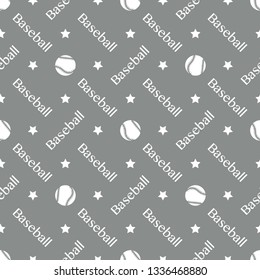 Vector seamless pattern with baseball balls and inscription baseball. Sports background. Design for banner, poster or print.