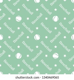 Vector seamless pattern with baseball balls and inscription baseball. Sports background. Design for banner, poster or print.