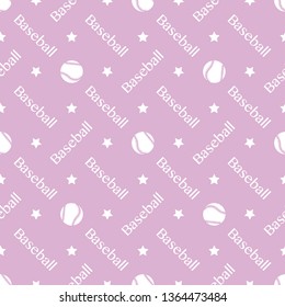 Vector seamless pattern with baseball balls and inscription baseball. Sports background. Design for banner, poster or print.