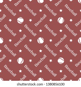 Vector seamless pattern with baseball balls and inscription baseball. Sports background. Design for banner, poster or print.