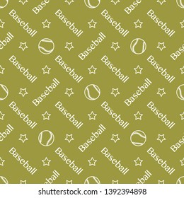 Vector seamless pattern with baseball balls and inscription baseball. Sports background. Design for banner, poster or print.