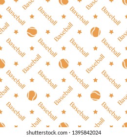 Vector seamless pattern with baseball balls and inscription baseball. Sports background. Design for banner, poster or print.