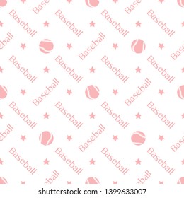 Vector seamless pattern with baseball balls and inscription baseball. Sports background. Design for banner, poster or print.