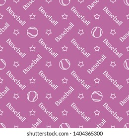 Vector seamless pattern with baseball balls and inscription baseball. Sports background. Design for banner, poster or print.