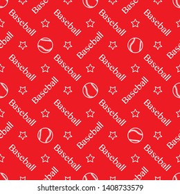 Vector seamless pattern with baseball balls and inscription baseball. Sports background. Design for banner, poster or print.