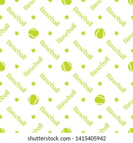 Vector seamless pattern with baseball balls and inscription baseball. Sports background. Design for banner, poster or print.