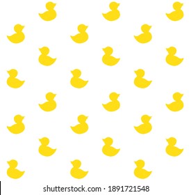 Vector seamless pattern of bath duck toy silhouette isolated on white background