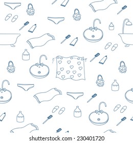 Vector seamless pattern with bath objects