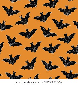 Vector seamless pattern with bats. Halloween seamless pattern vector. Decoration print for wrapping, wallpaper, fabric.