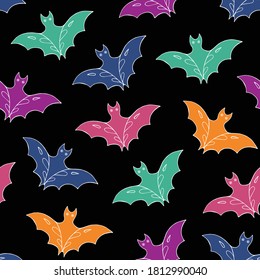 Vector seamless pattern with bats. Halloween seamless pattern vector. Decoration print for wrapping, wallpaper, fabric.