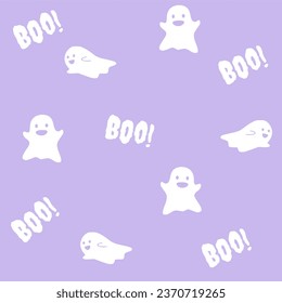 Vector seamless pattern with bats, moons, skulls and trees.