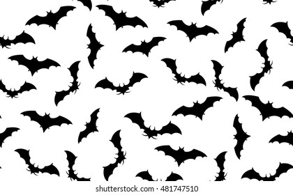Vector seamless pattern of bats. The texture of bats located randomly