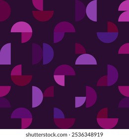 padrão vetor sem emenda em estilo bauhaus em cores violeta, roxo, rosa e lilás