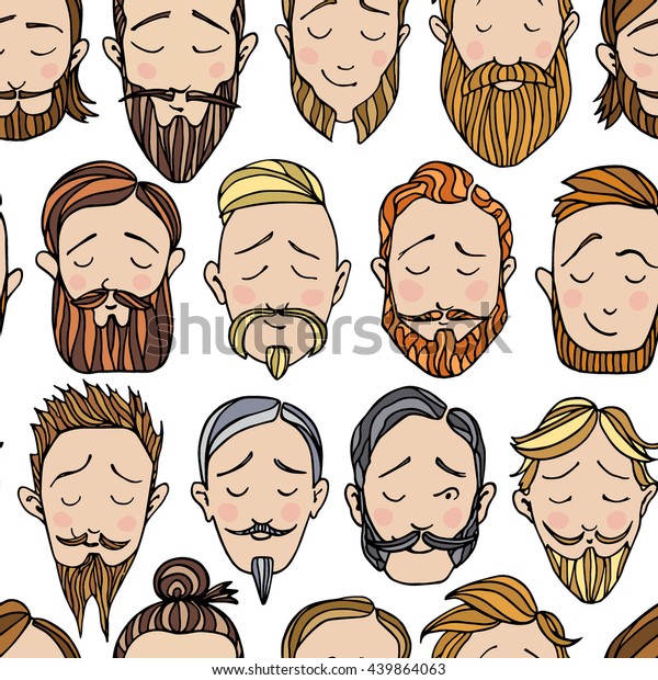 Vector Seamless Pattern Beard Styles Illustrations Stock