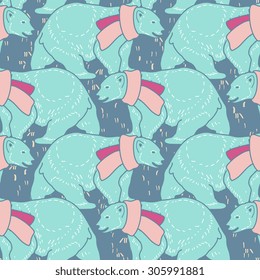 Vector seamless pattern with bears