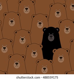 Vector seamless pattern with bears