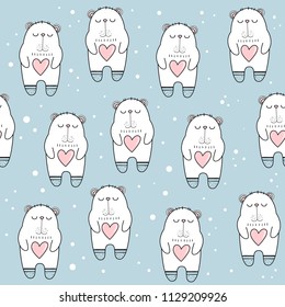 Vector seamless pattern with bears. Scandinavian style. Cute bear
