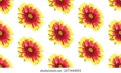 Vector seamless pattern of beautiful Blanket flower blooming. Suitable for background, wrapping, fabric texture pattern