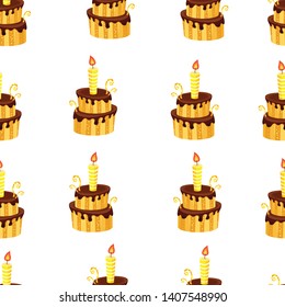 vector seamless pattern with beautiful cakes