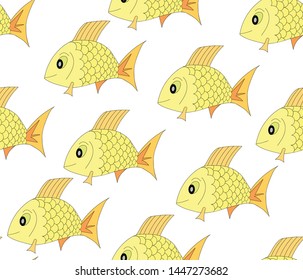 Vector seamless pattern with beautiful fish