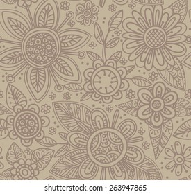 Vector seamless pattern with beautiful flowers.
