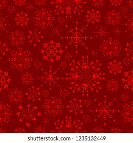 Vector seamless pattern with beautiful snowflakes. Christmas ornamental design. Perfectly for wrapping paper, bed linen, textile, fabric, cover, wallpaper, fashion, kids clothing, bedding, packaging.
