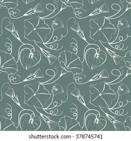 vector seamless pattern with beautiful twisted flowers