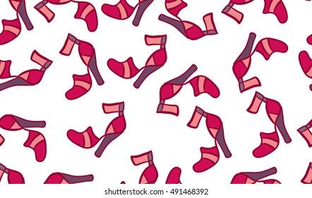 vector seamless pattern with beautiful woman shoes on white background
