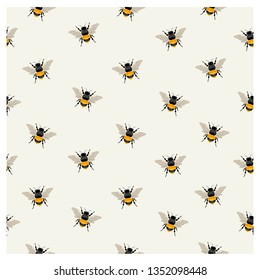 Vector seamless pattern with bee