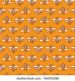 Vector seamless pattern with bee