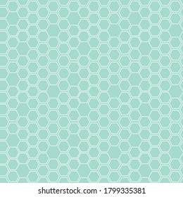 Vector seamless pattern, bee honeycomb or hexagons on blue background, wrapping paper or pattern for textile