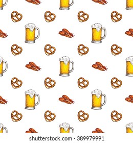 Vector seamless pattern with beer