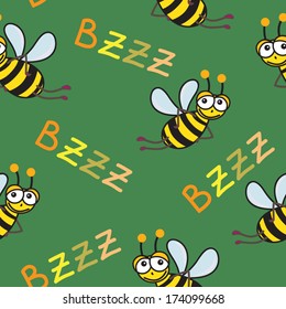 Vector seamless pattern with bees