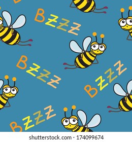 Vector seamless pattern with bees