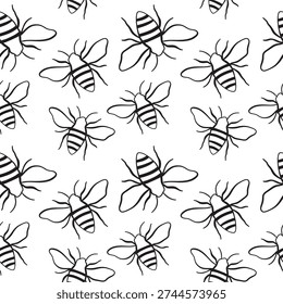 vector seamless pattern with bees