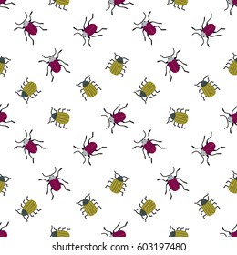 Vector seamless pattern with beetle